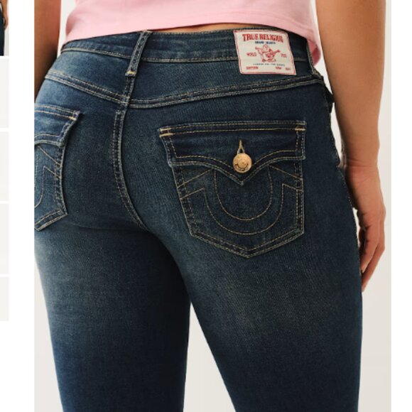 NWT Size 28 True Religion Jennie Curvy Mid Rise Super Skinny Flap Jeans (ABBA) - Picture 2 of 16